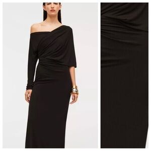 NWT. Zara Studio Limited Edition Dark Khaki Bodycon Draped Dress. Size L.